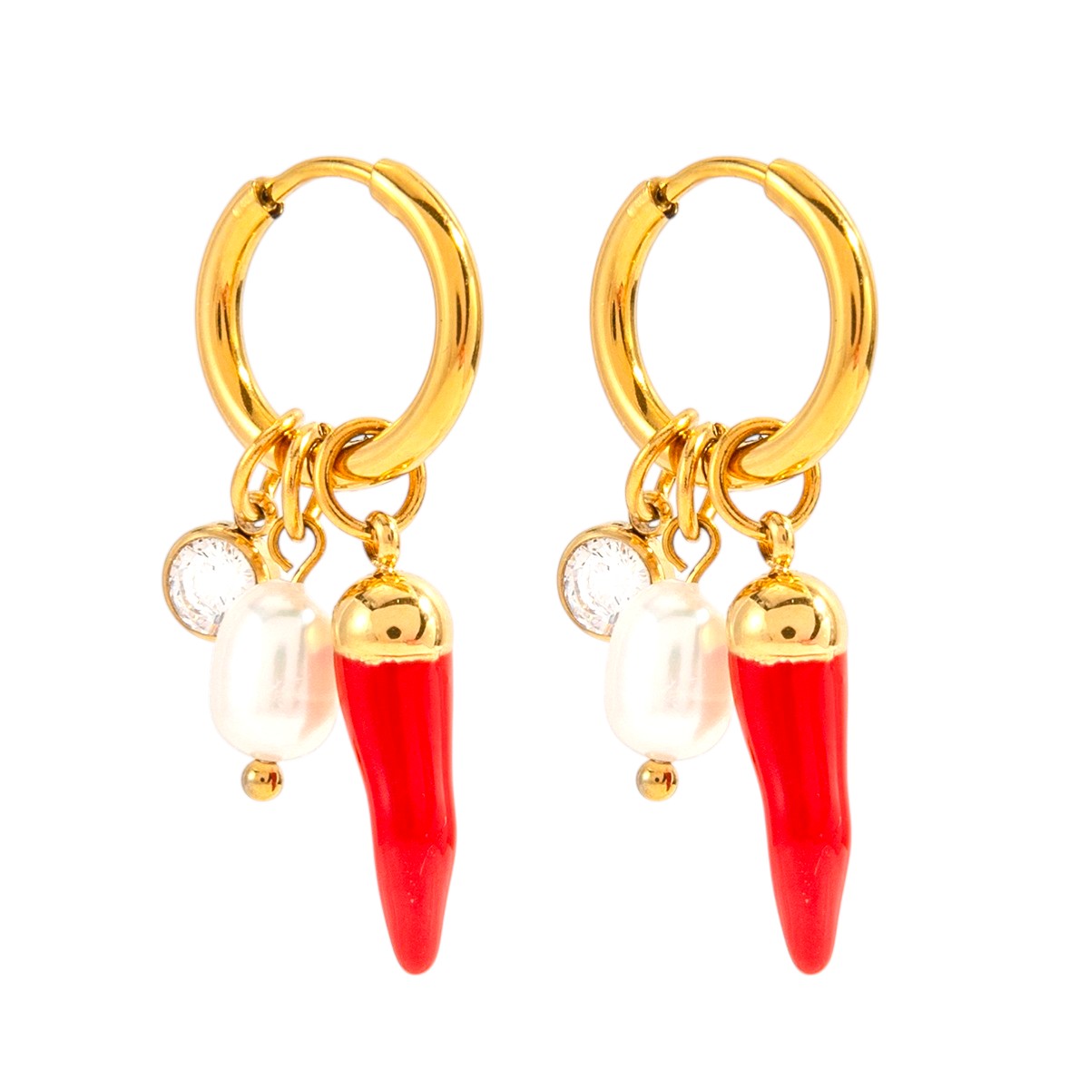 Cornicello Pearl Hoops