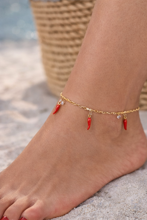 Cornicello Charm Anklet – Gold Edition