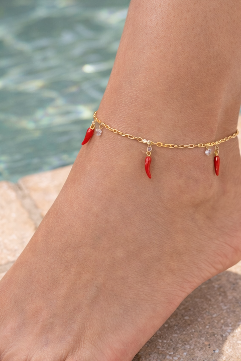 Cornicello Charm Anklet – Gold Edition