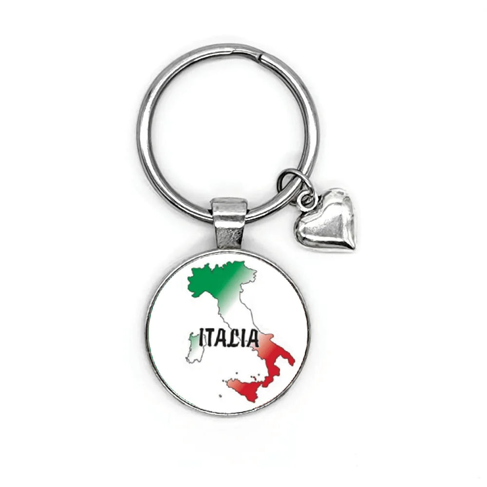 Italia Map Heart Key Ring