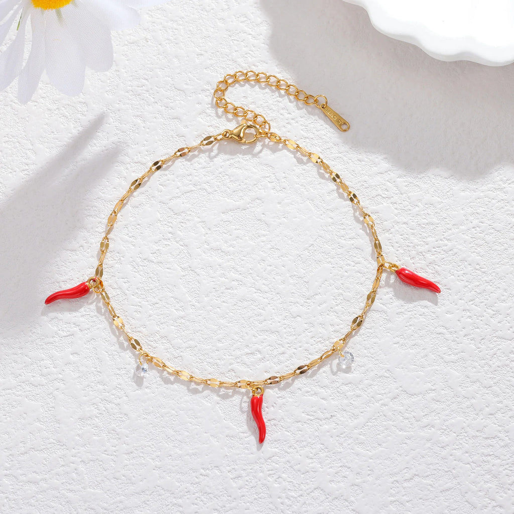 Cornicello Charm Anklet – Gold Edition