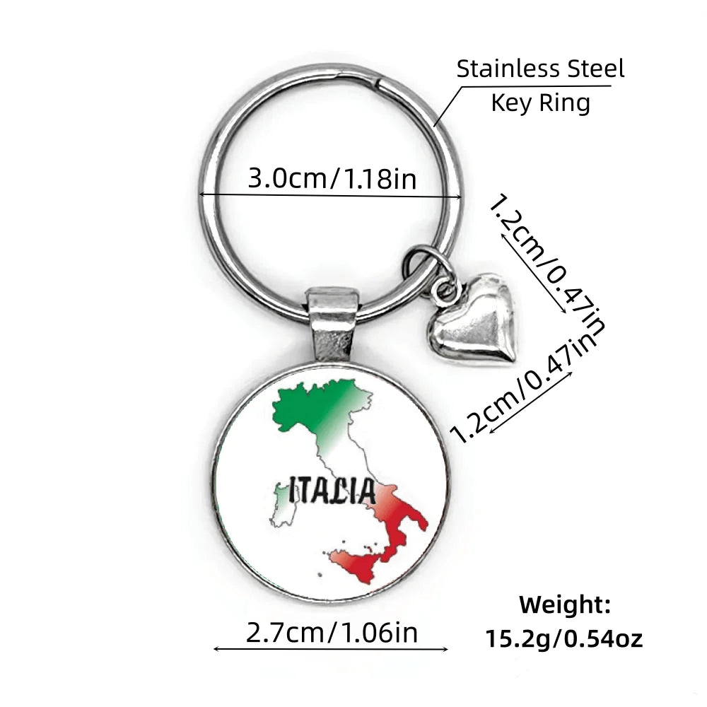Italia Map Heart Key Ring