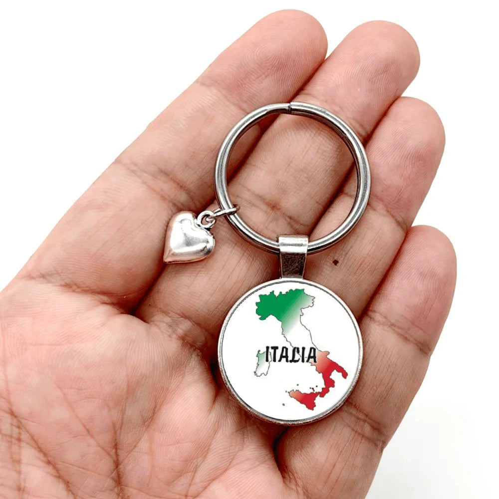 Italia Map Heart Key Ring