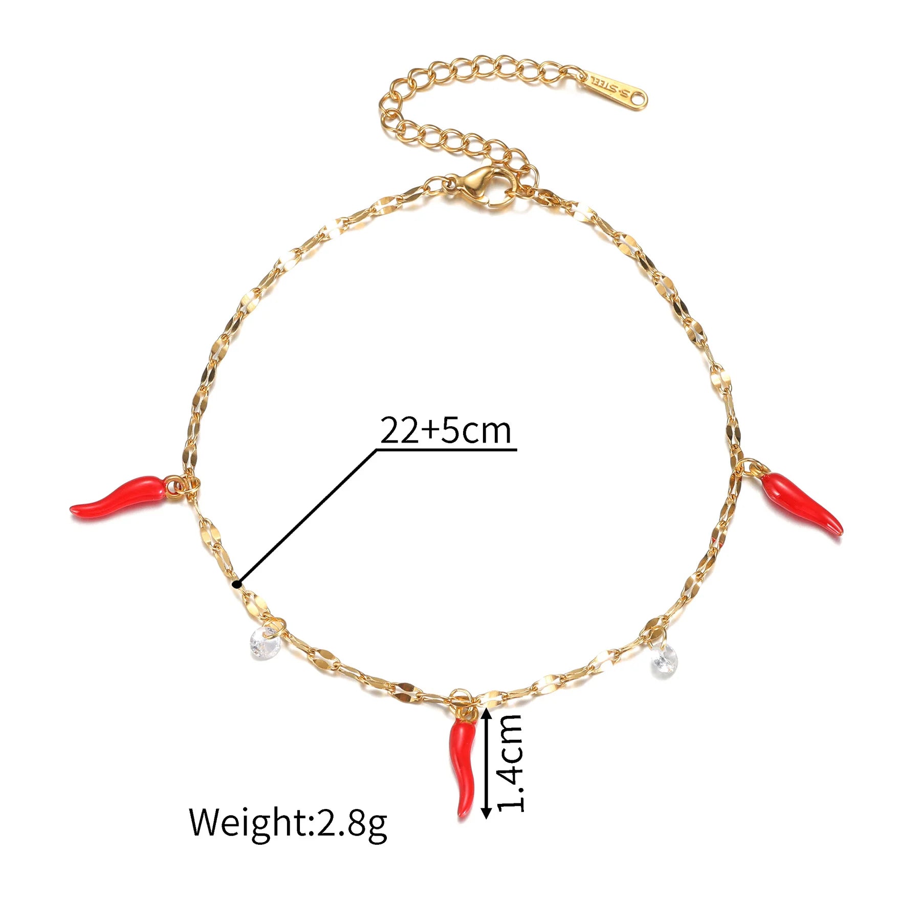 Cornicello Charm Anklet – Gold Edition