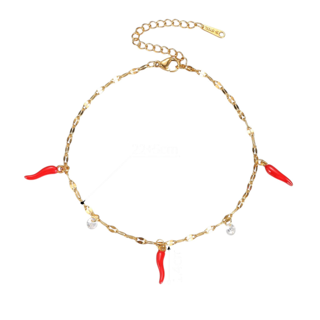 Cornicello Charm Anklet – Gold Edition
