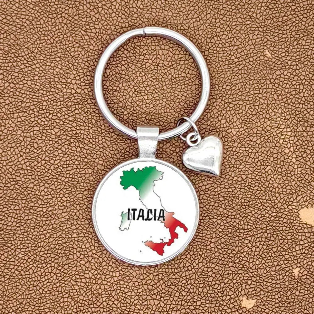 Italia Map Heart Key Ring