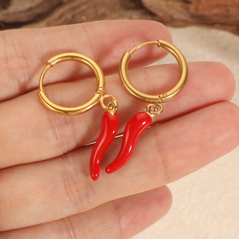 Cornicello Hoop Earrings